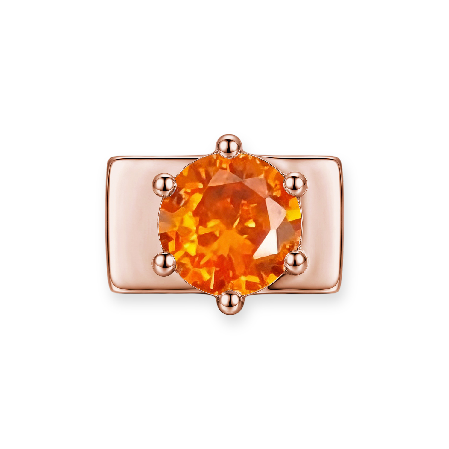 Orange Round Diamond Charm - Rose Gold - soufeeluk