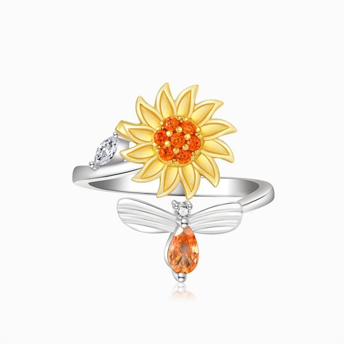 Anxiety Ring Anxiety Relief Decompression Daisy Adjustable Ring Jewellery Gift for Her - soufeeluk
