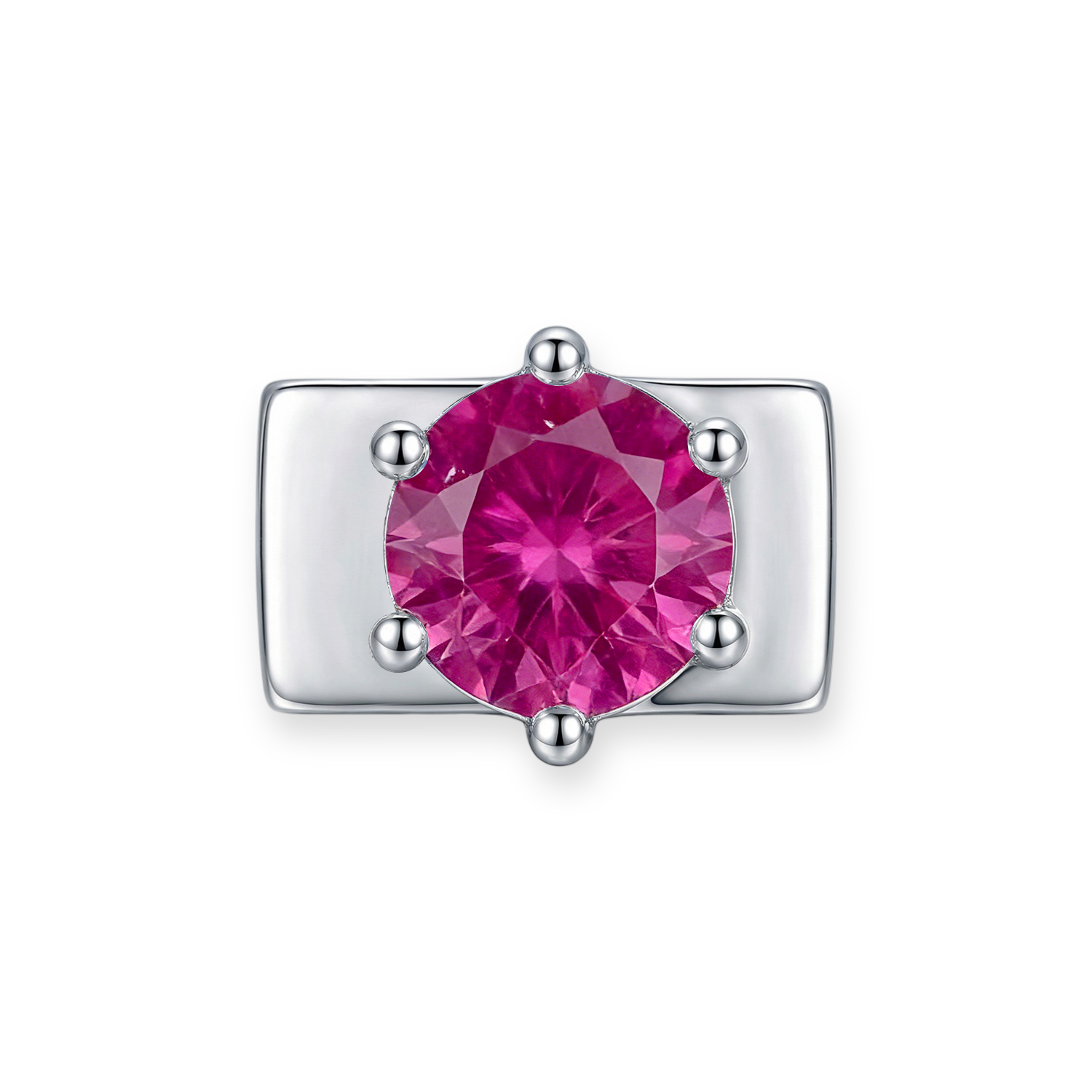 Rose Pink Round Diamond Charm - Silver - soufeeluk