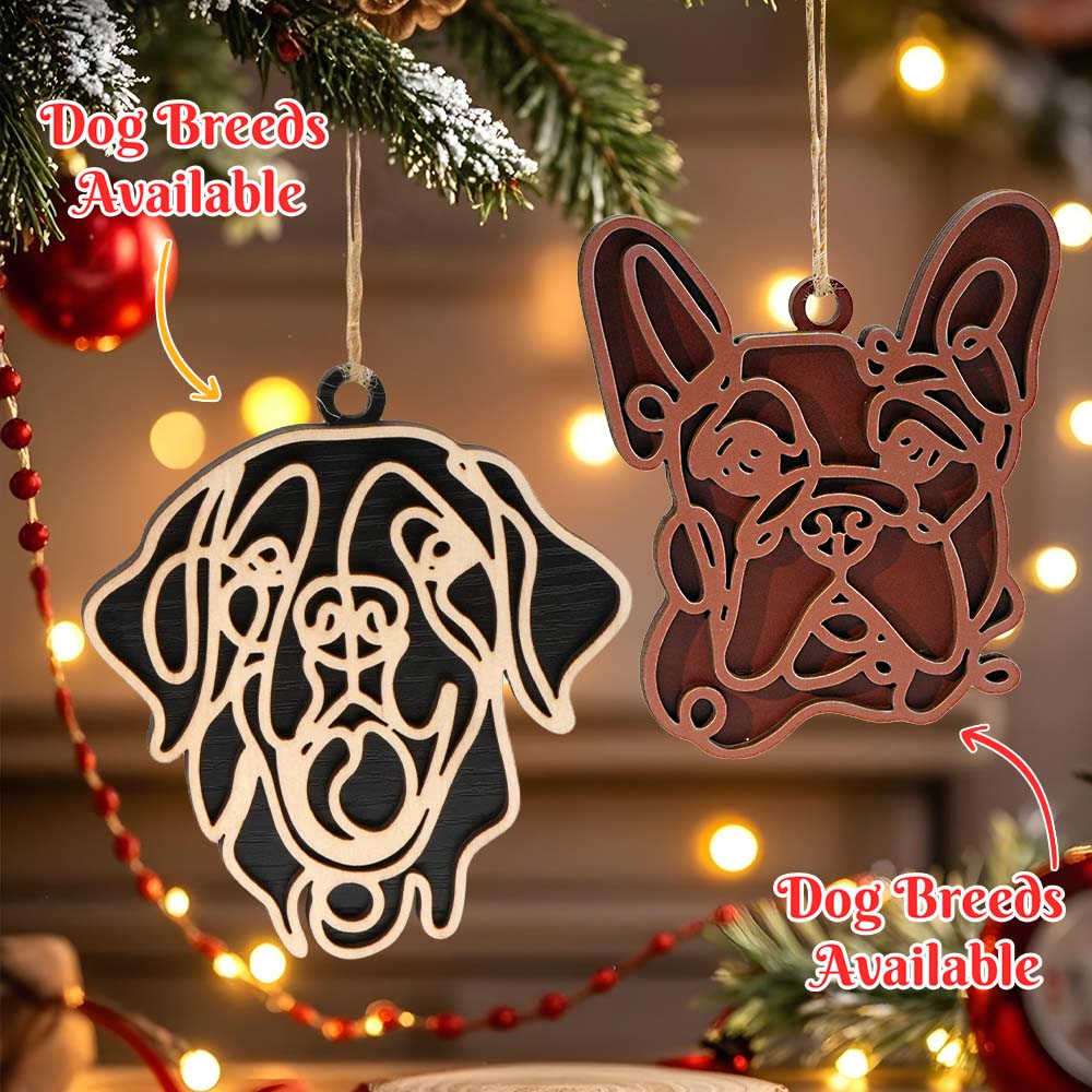 Personalized Line Art Dog Christmas Ornament Christmas Gift for Dog Lover - soufeeluk