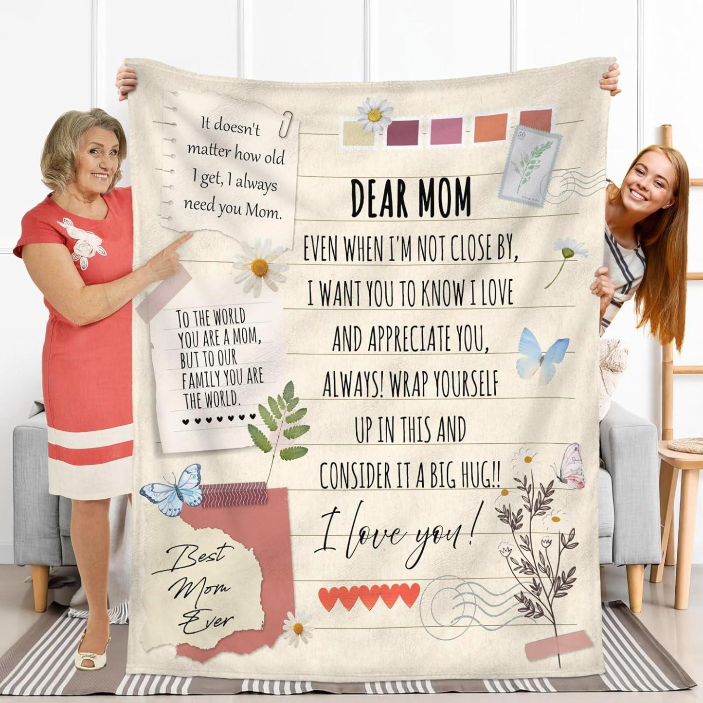 Best Mom Ever Soft Fleece Throw Blanket Mothers Day Birthday Gifts for Women Mama Present for Mother-in-Law Gift for Mom from Daughter Son - soufeeluk