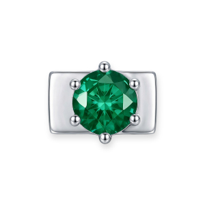 Dark Green Round Diamond Charm - Silver