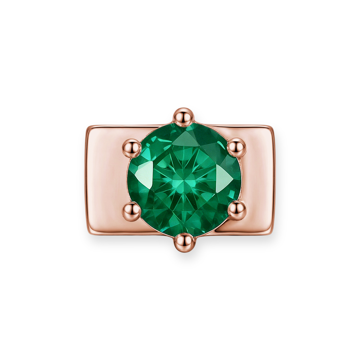 Dark Green Round Diamond Charm - Rose Gold - soufeeluk