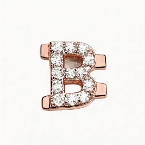Letter With Diamond B Charm - Rose Gold