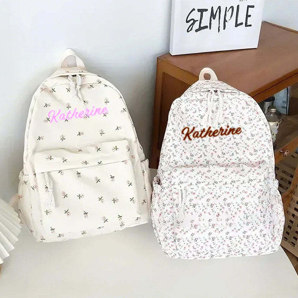 Personalized Schoolbag Flower Girl Student Customized Name Backpack Gift for Her - soufeeluk