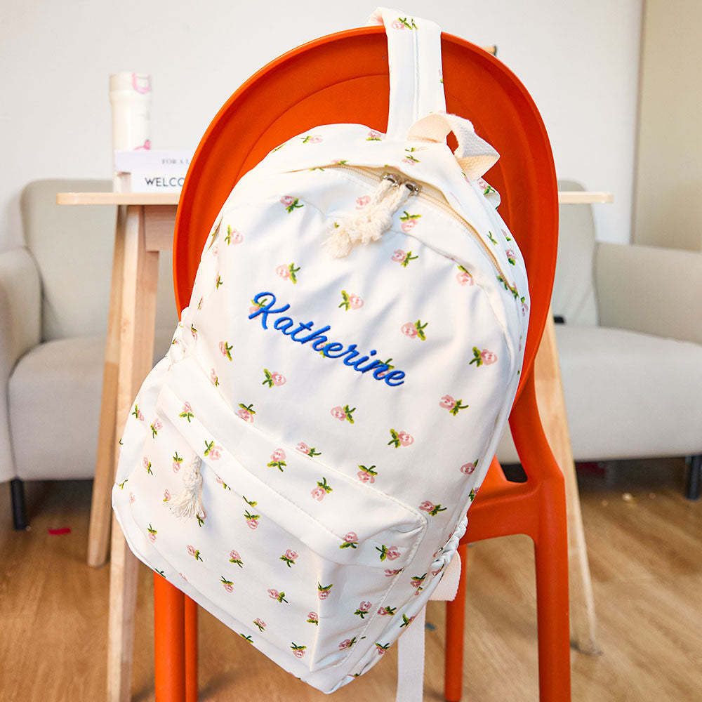 Personalized Schoolbag Flower Girl Student Customized Name Backpack Gift for Her - soufeeluk