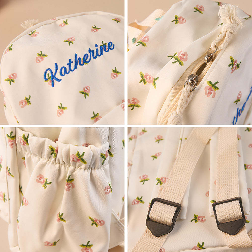 Personalized Schoolbag Flower Girl Student Customized Name Backpack Gift for Her - soufeeluk