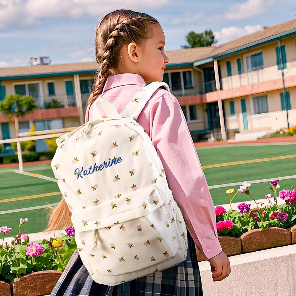 Personalized Schoolbag Flower Girl Student Customized Name Backpack Gift for Her - soufeeluk