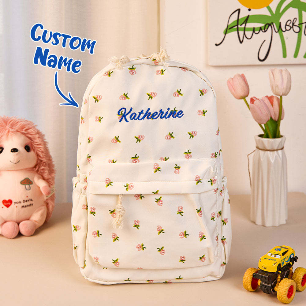Personalized Schoolbag Flower Girl Student Customized Name Backpack Gift for Her - soufeeluk