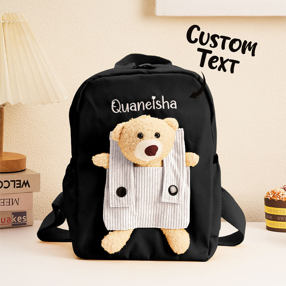 Personalized Name Embroidery Backpack Custom Bear Backpack School Bags Gift for Kids - soufeeluk
