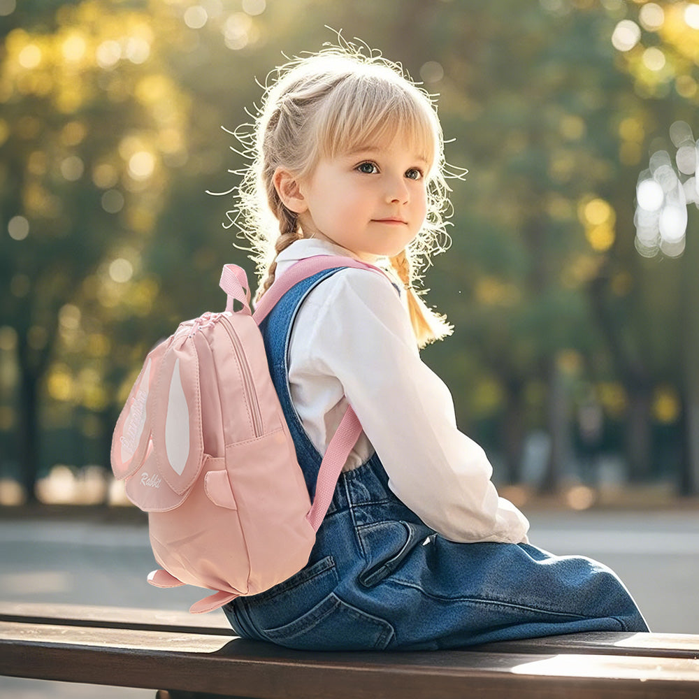 Personalized Name Embroidery Backpack Custom Mini Rabbit Backpack School Bags Gift for Kids - soufeeluk