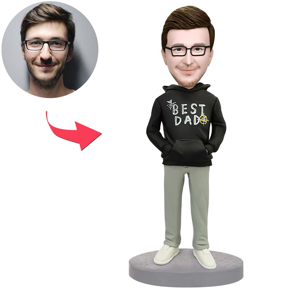 Best Dad In A Hoodie Custom Bobblehead With Engraved Text - soufeeluk