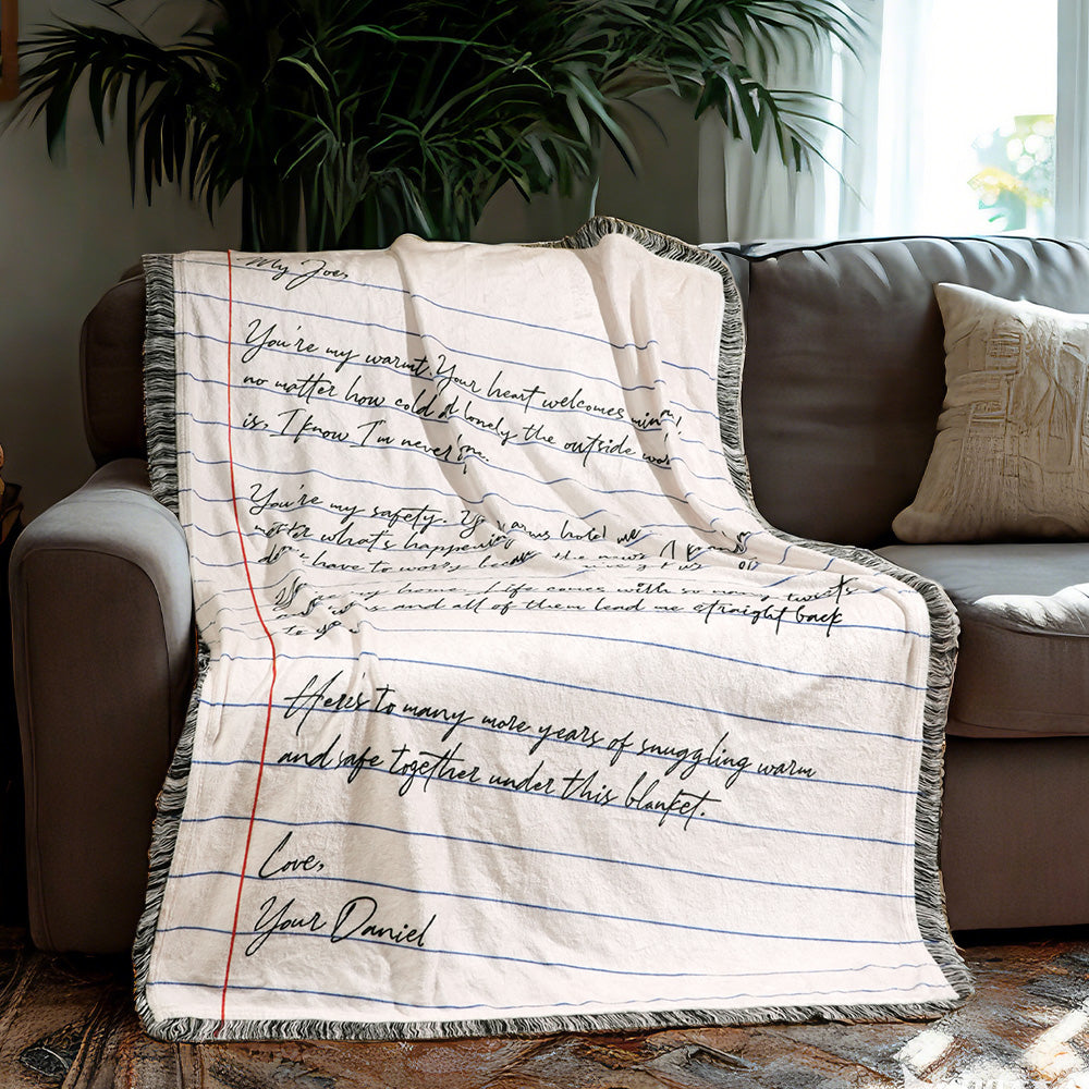 Personalized Hand-Written Printed Letter Blanket Unique Gift for Lover - soufeeluk