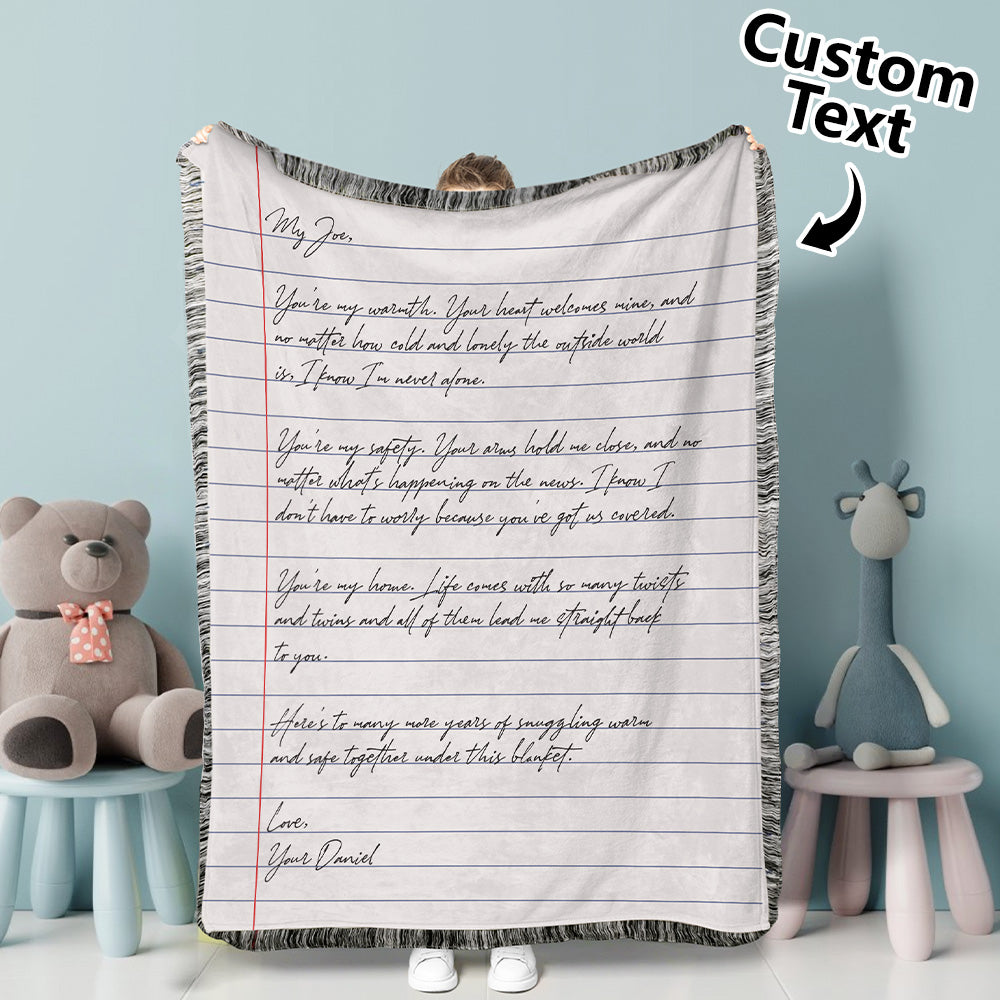 Personalized Hand-Written Printed Letter Blanket Unique Gift for Lover - soufeeluk