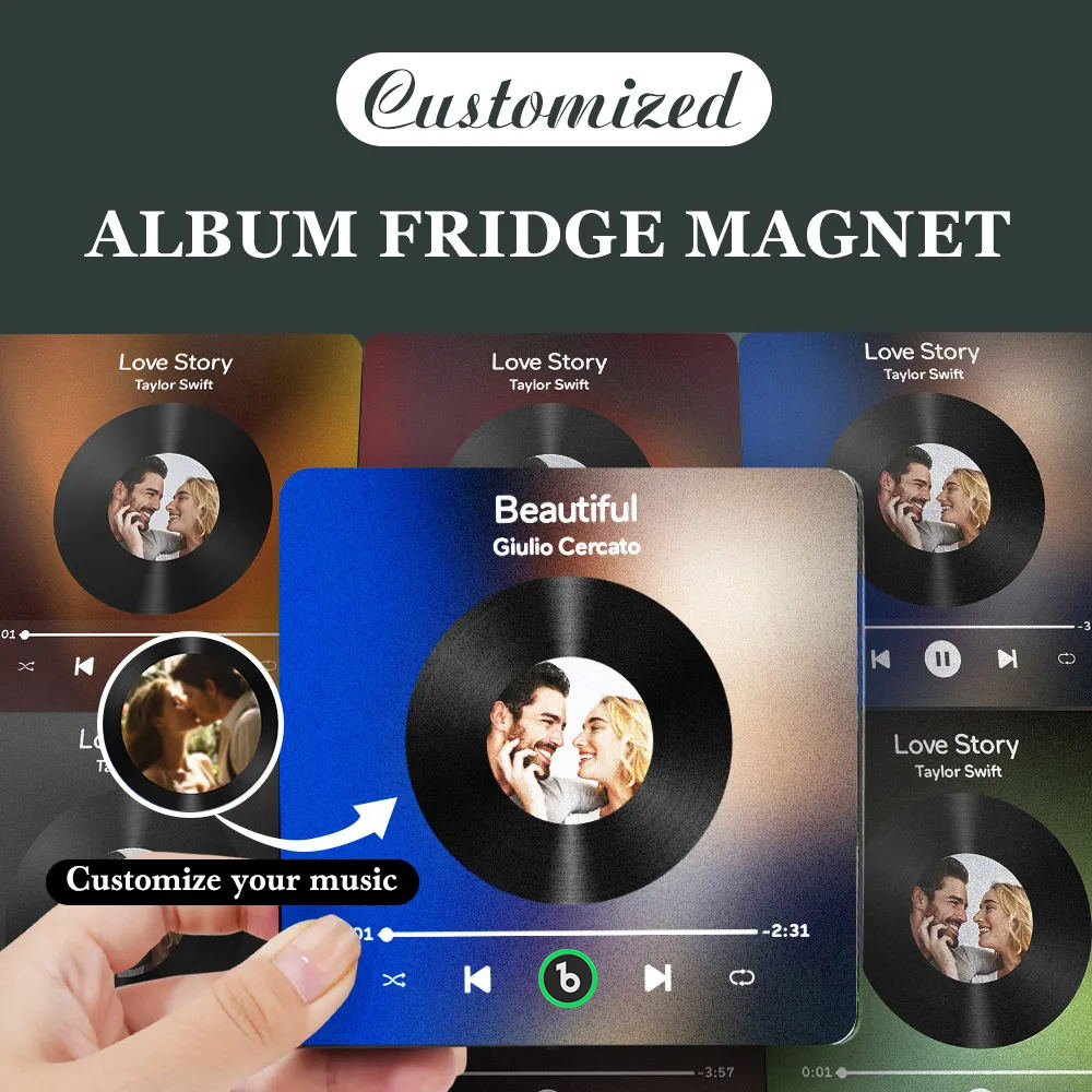 Personalised Photo Album Fridge Magnet Music Wall Photo Sticker Music Movement That Can Be Played Without Cell Phone