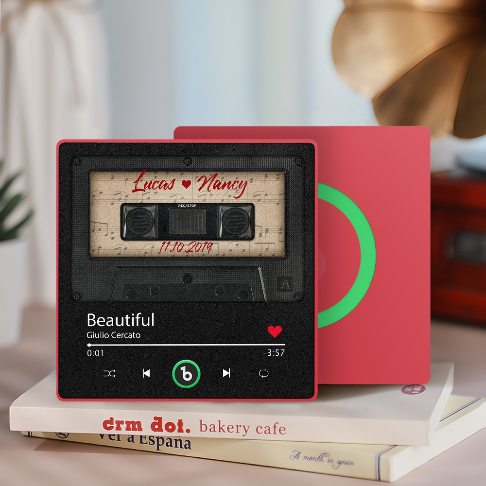 Custom Music Fridge Magnet Retro Black Cassette Tape Music Fridge Magnet New 4.0 Upgrade Music Wall Photo Sticker Music Movement That Can Be Played Gift for Couple - soufeeluk