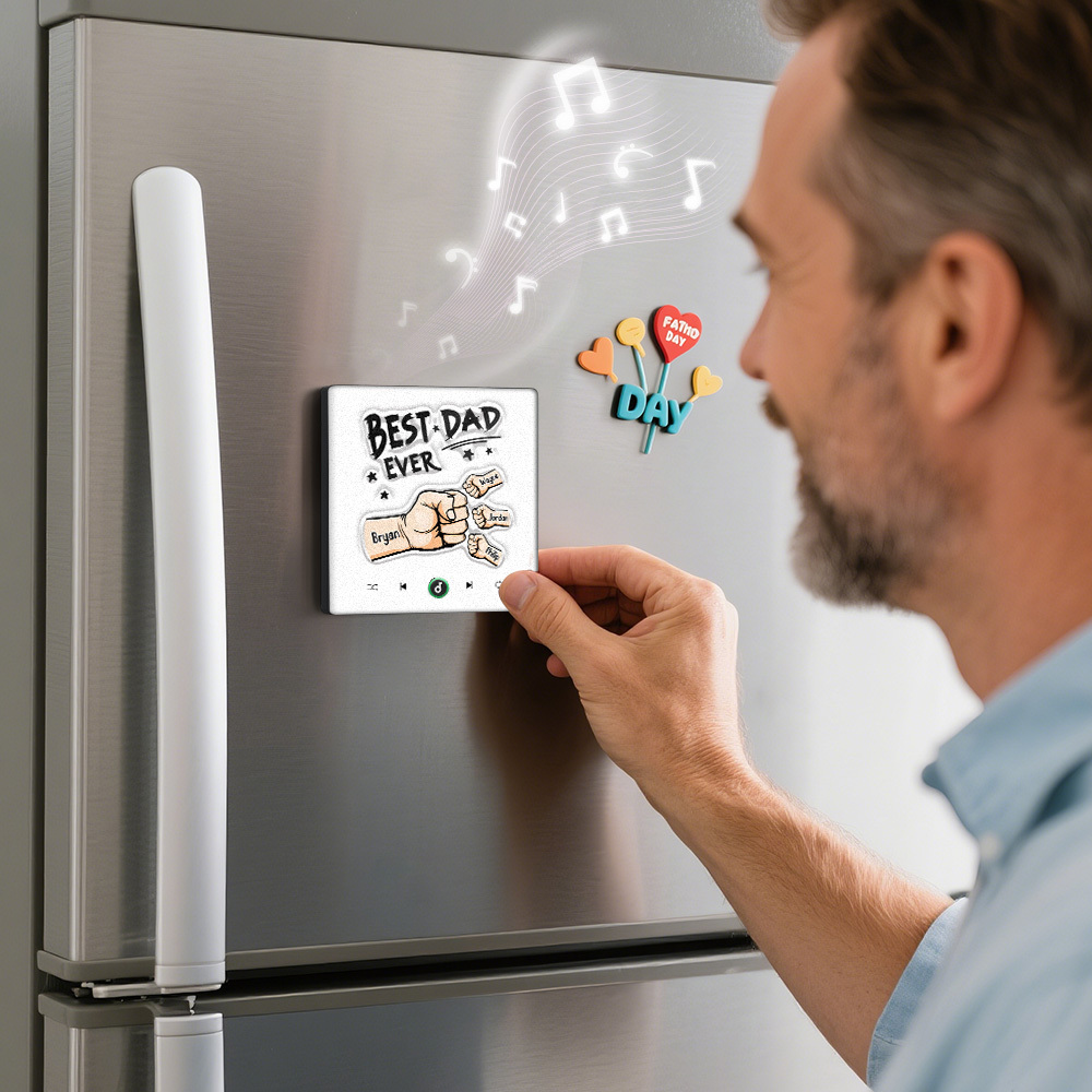 Custom Music Fridge Magnet New 4.0 Upgrade Colorful Frame Personalized Name Fist Gift Album Fridge Magnet Music Father's Day Gifts - soufeeluk