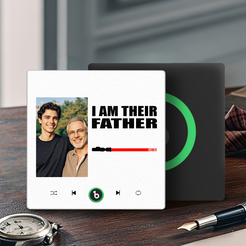 Custom Music Fridge Magnet New 4.0 Upgrade Colorful Frame Light Saber I Am Their Father Personalized Photo Album Fridge Magnet Music Father's Day Gifts - soufeeluk