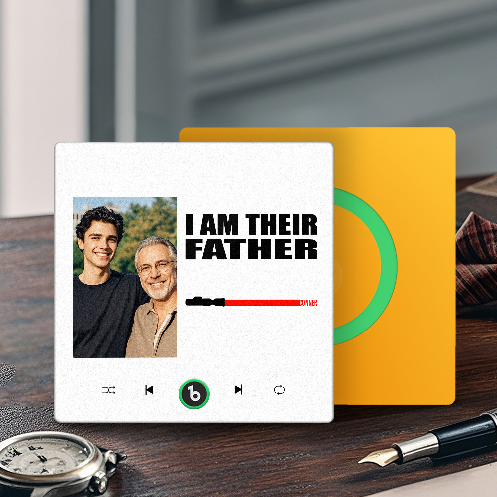 Custom Music Fridge Magnet New 4.0 Upgrade Colorful Frame Light Saber I Am Their Father Personalized Photo Album Fridge Magnet Music Father's Day Gifts - soufeeluk