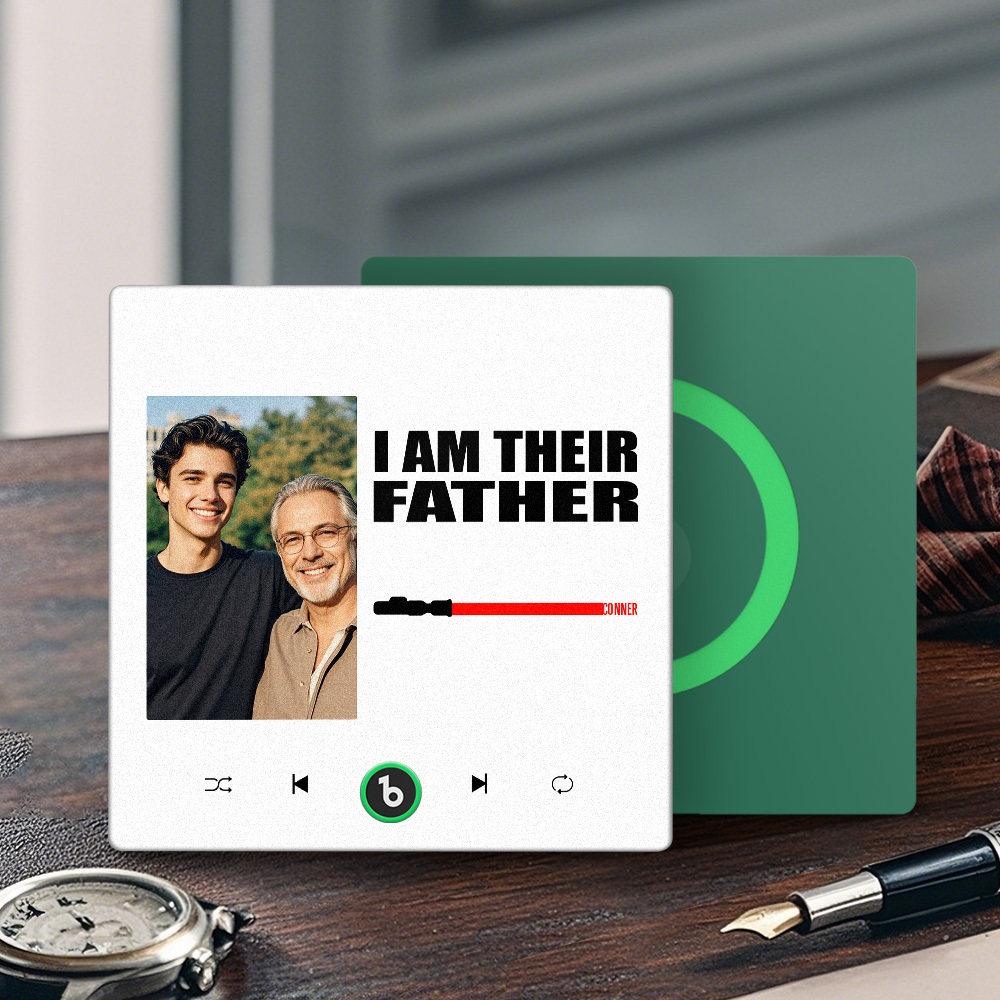 Custom Music Fridge Magnet New 4.0 Upgrade Colorful Frame Light Saber I Am Their Father Personalized Photo Album Fridge Magnet Music Father's Day Gifts - soufeeluk