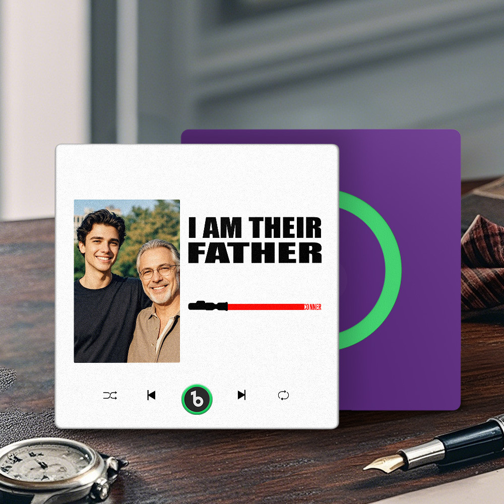 Custom Music Fridge Magnet New 4.0 Upgrade Colorful Frame Light Saber I Am Their Father Personalized Photo Album Fridge Magnet Music Father's Day Gifts - soufeeluk