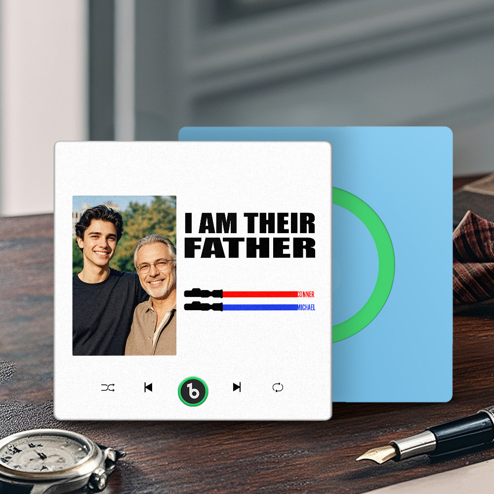 Custom Music Fridge Magnet New 4.0 Upgrade Colorful Frame Light Saber I Am Their Father Personalized Photo Album Fridge Magnet Music Father's Day Gifts - soufeeluk