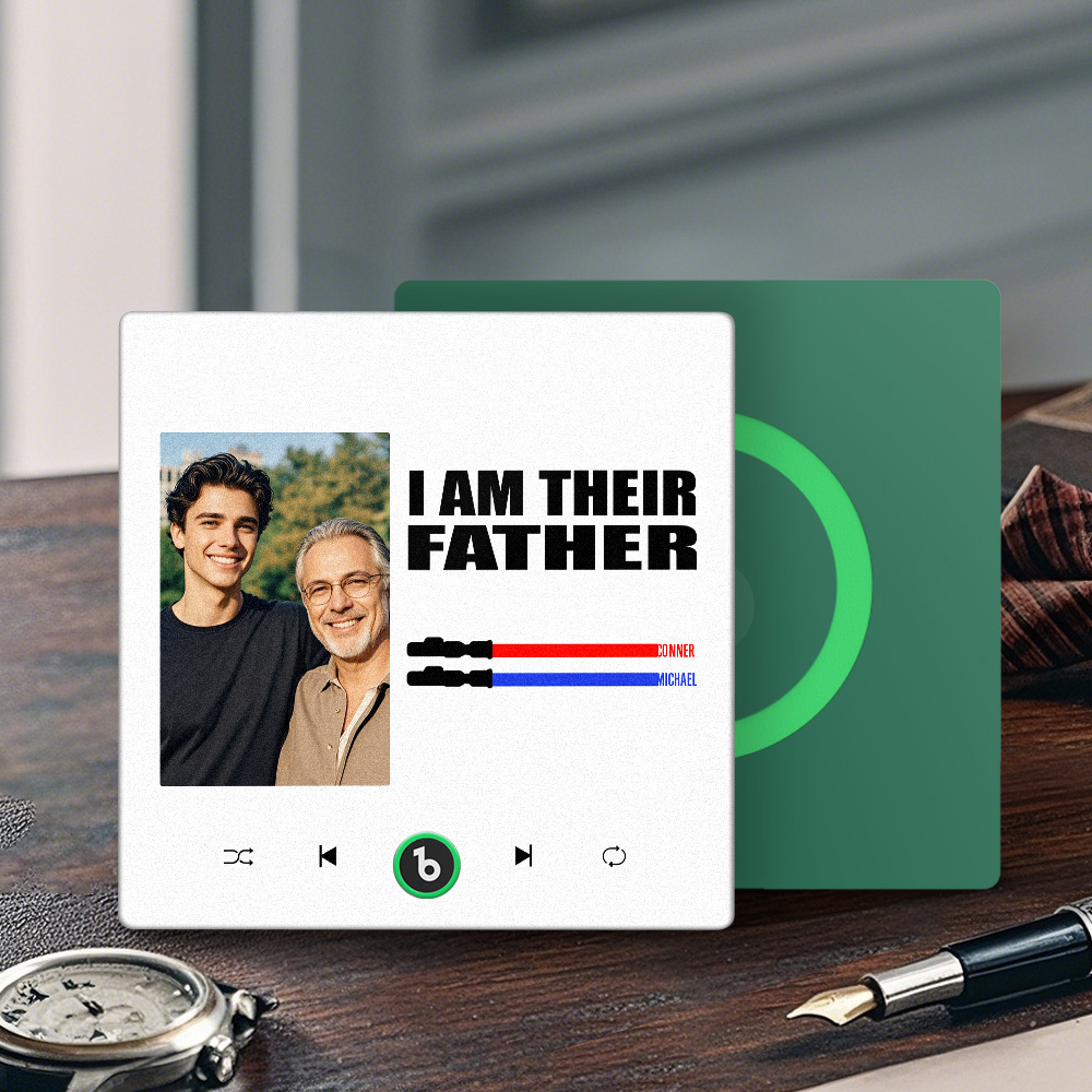 Custom Music Fridge Magnet New 4.0 Upgrade Colorful Frame Light Saber I Am Their Father Personalized Photo Album Fridge Magnet Music Father's Day Gifts - soufeeluk
