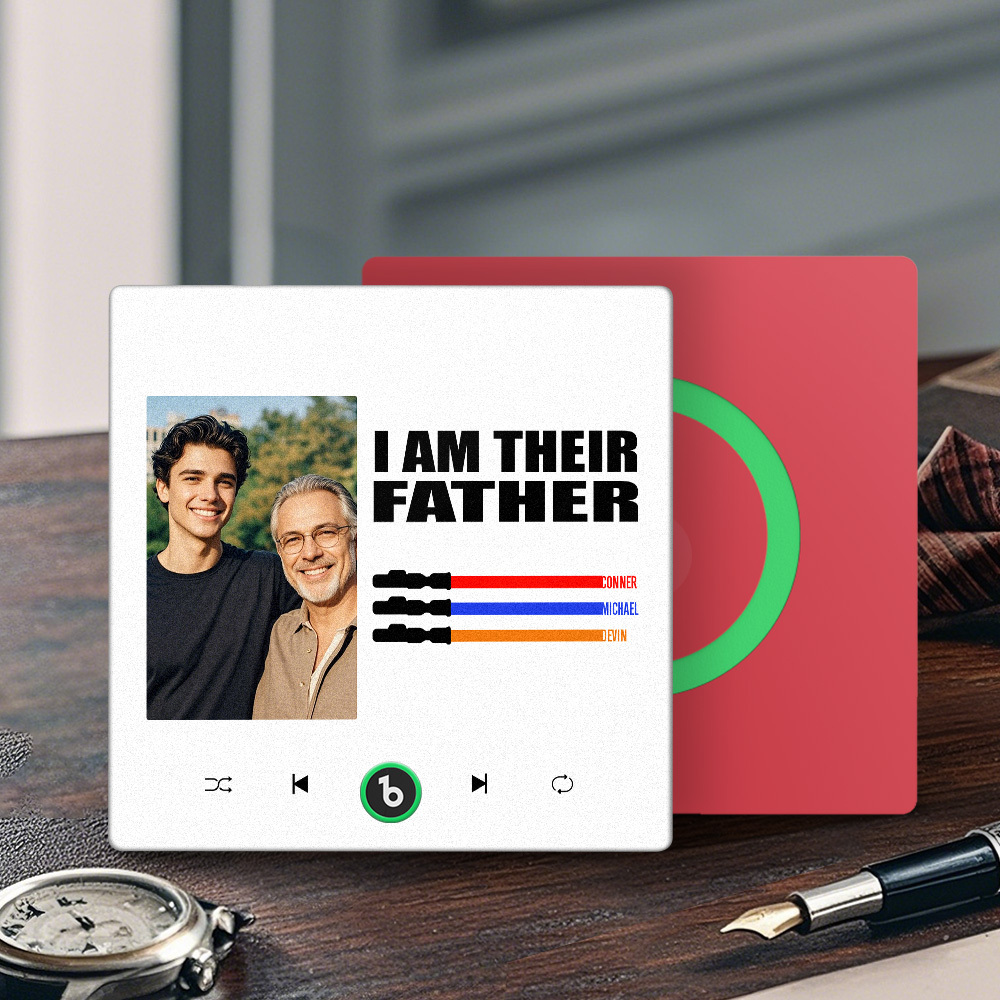 Custom Music Fridge Magnet New 4.0 Upgrade Colorful Frame Light Saber I Am Their Father Personalized Photo Album Fridge Magnet Music Father's Day Gifts - soufeeluk