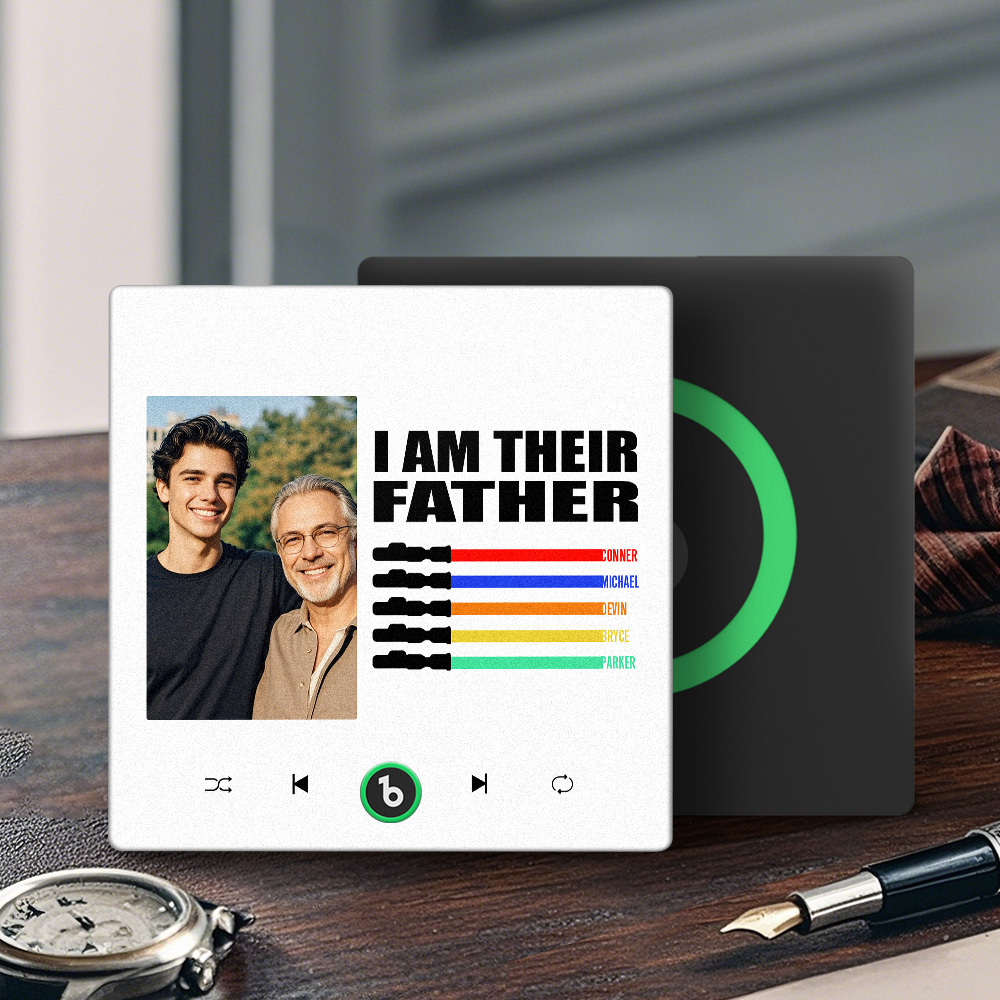 Custom Music Fridge Magnet New 4.0 Upgrade Colorful Frame Light Saber I Am Their Father Personalized Photo Album Fridge Magnet Music Father's Day Gifts - soufeeluk