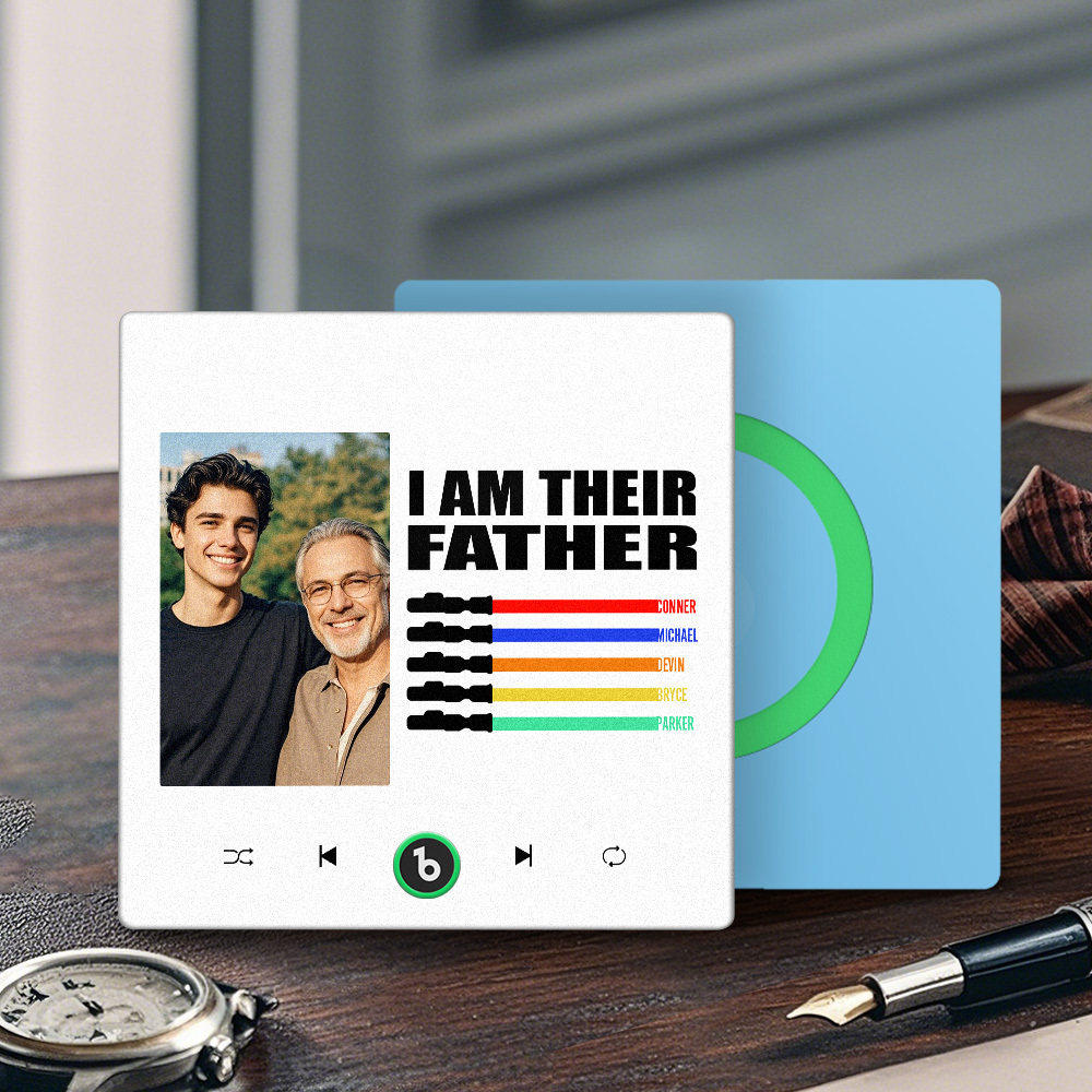 Custom Music Fridge Magnet New 4.0 Upgrade Colorful Frame Light Saber I Am Their Father Personalized Photo Album Fridge Magnet Music Father's Day Gifts - soufeeluk