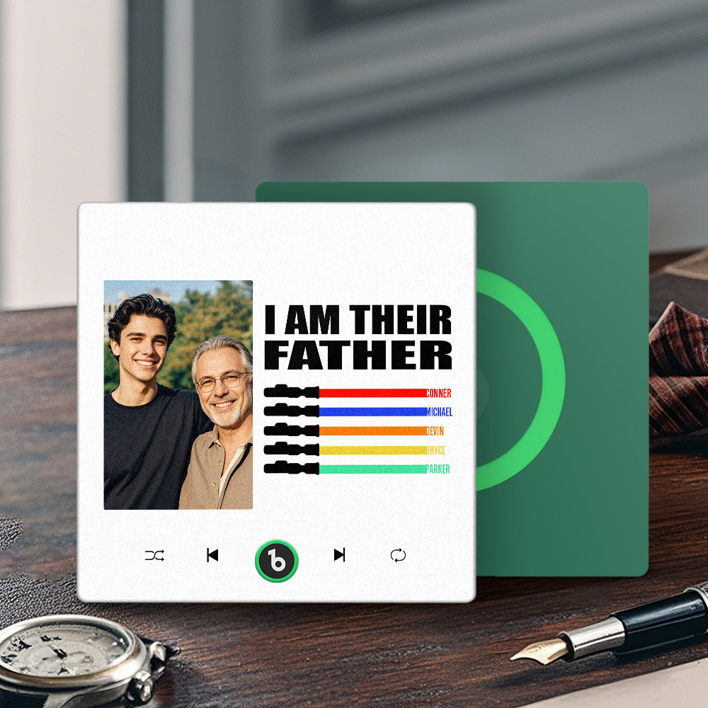 Custom Music Fridge Magnet New 4.0 Upgrade Colorful Frame Light Saber I Am Their Father Personalized Photo Album Fridge Magnet Music Father's Day Gifts - soufeeluk