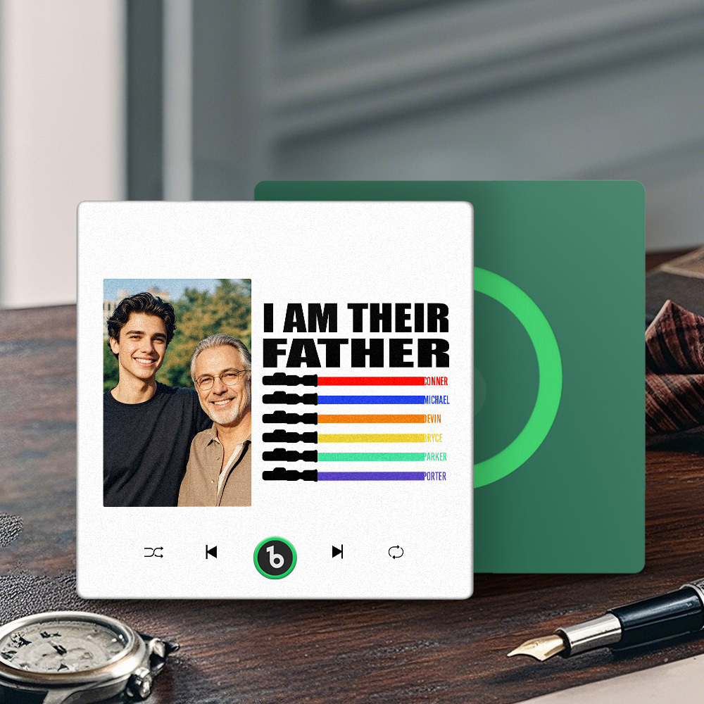 Custom Music Fridge Magnet New 4.0 Upgrade Colorful Frame Light Saber I Am Their Father Personalized Photo Album Fridge Magnet Music Father's Day Gifts - soufeeluk