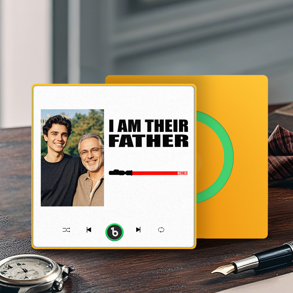 Custom Music Fridge Magnet New 4.0 Upgrade Colorful Frame Light Saber I Am Their Father Personalized Photo Album Fridge Magnet Music Father's Day Gifts - soufeeluk