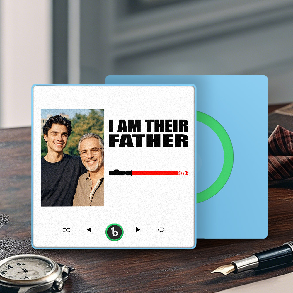 Custom Music Fridge Magnet New 4.0 Upgrade Colorful Frame Light Saber I Am Their Father Personalized Photo Album Fridge Magnet Music Father's Day Gifts - soufeeluk