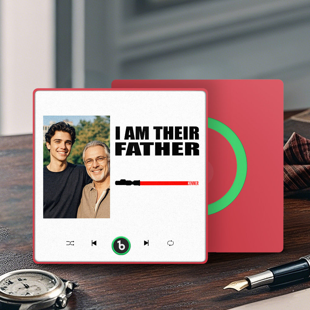 Custom Music Fridge Magnet New 4.0 Upgrade Colorful Frame Light Saber I Am Their Father Personalized Photo Album Fridge Magnet Music Father's Day Gifts - soufeeluk