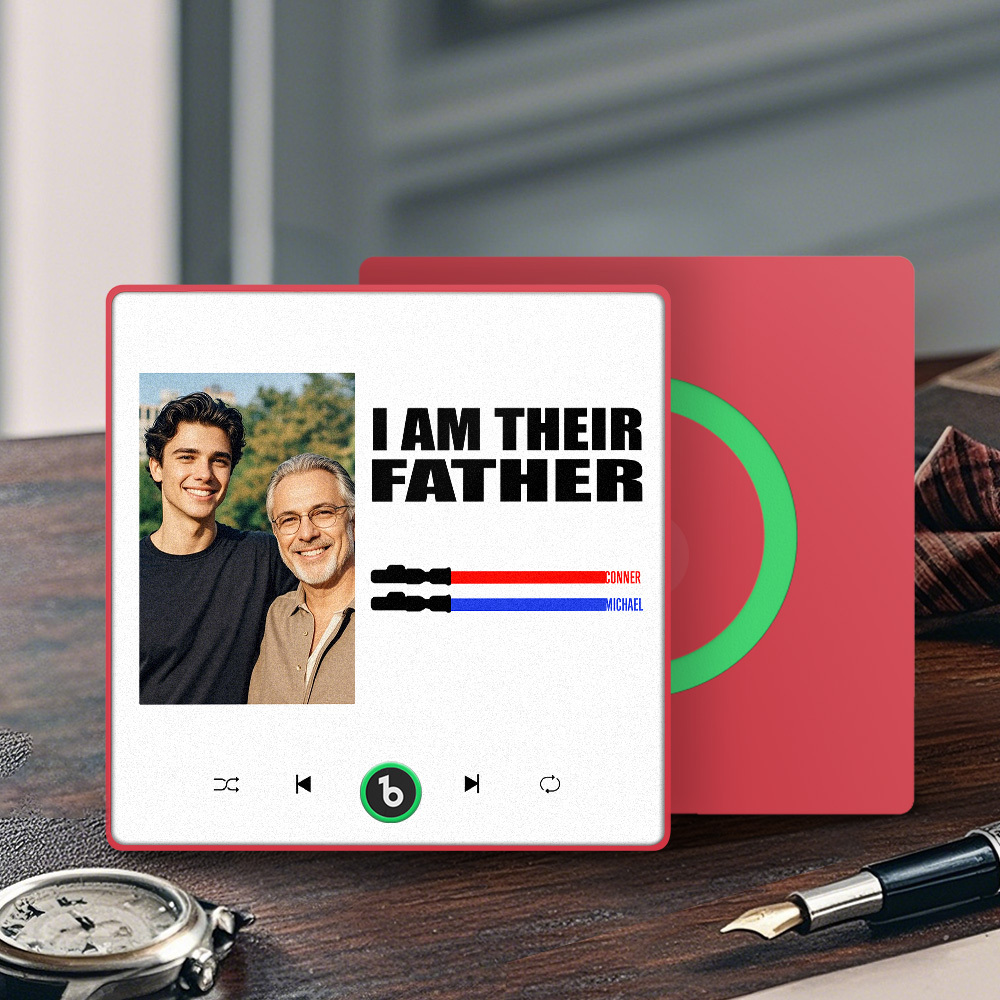 Custom Music Fridge Magnet New 4.0 Upgrade Colorful Frame Light Saber I Am Their Father Personalized Photo Album Fridge Magnet Music Father's Day Gifts - soufeeluk