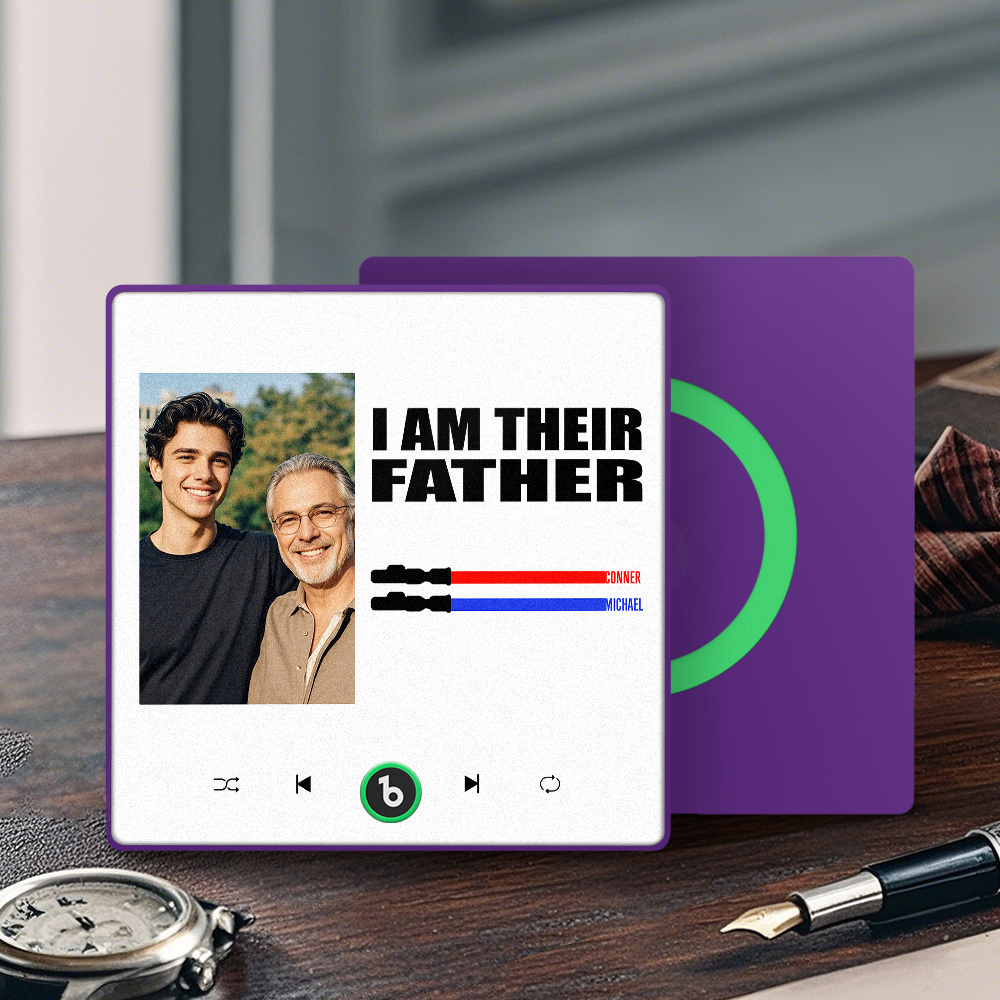 Custom Music Fridge Magnet New 4.0 Upgrade Colorful Frame Light Saber I Am Their Father Personalized Photo Album Fridge Magnet Music Father's Day Gifts - soufeeluk