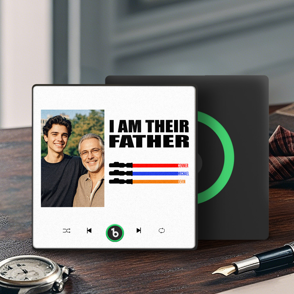 Custom Music Fridge Magnet New 4.0 Upgrade Colorful Frame Light Saber I Am Their Father Personalized Photo Album Fridge Magnet Music Father's Day Gifts - soufeeluk