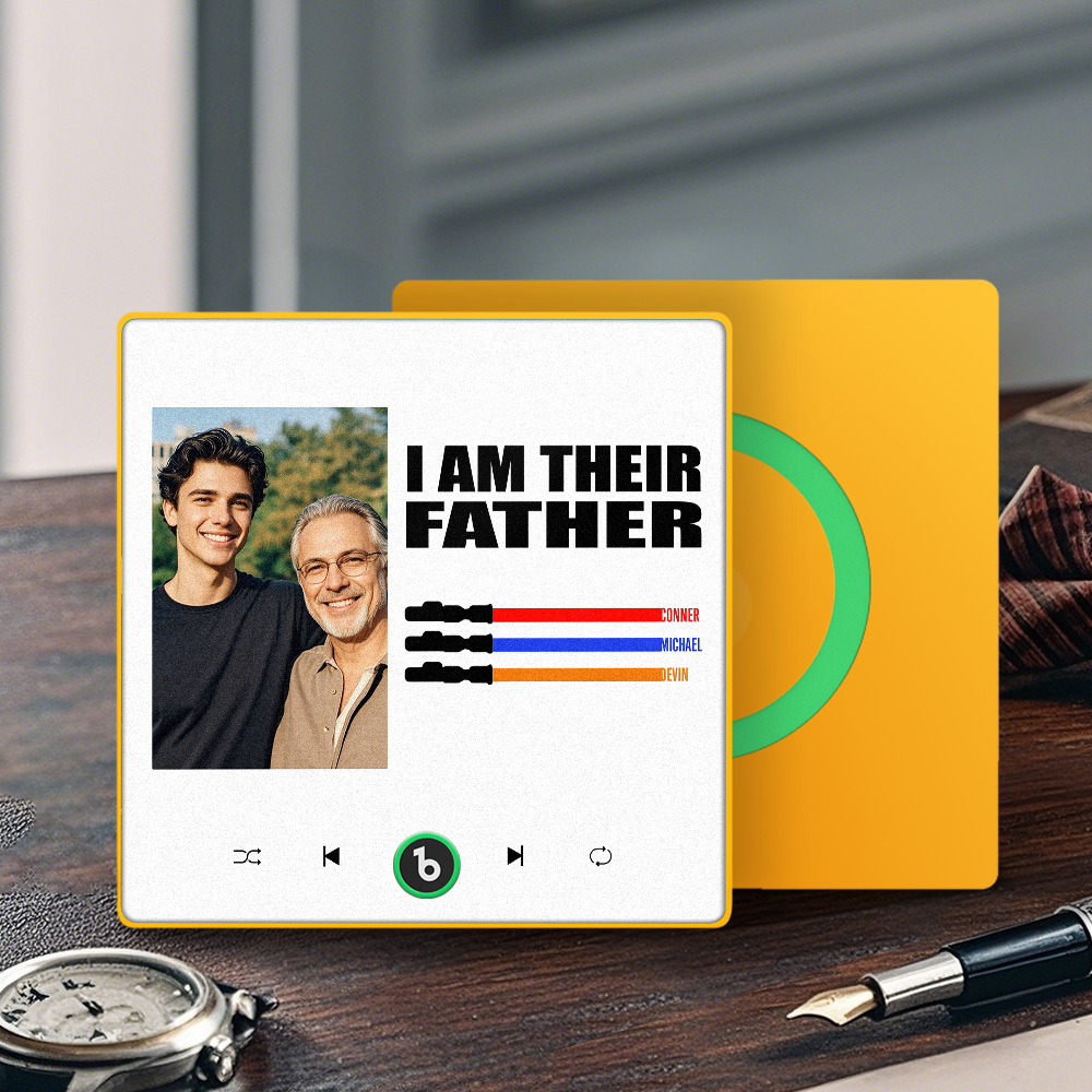 Custom Music Fridge Magnet New 4.0 Upgrade Colorful Frame Light Saber I Am Their Father Personalized Photo Album Fridge Magnet Music Father's Day Gifts - soufeeluk