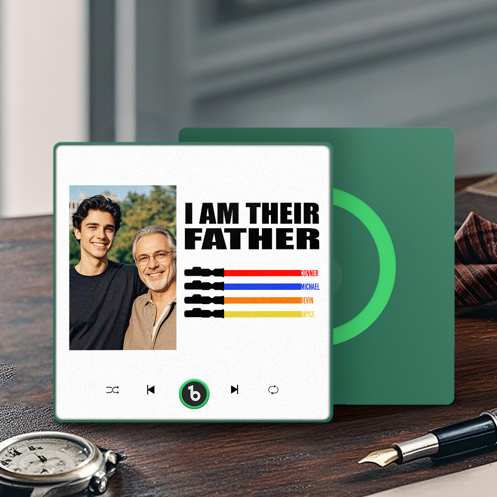 Custom Music Fridge Magnet New 4.0 Upgrade Colorful Frame Light Saber I Am Their Father Personalized Photo Album Fridge Magnet Music Father's Day Gifts - soufeeluk