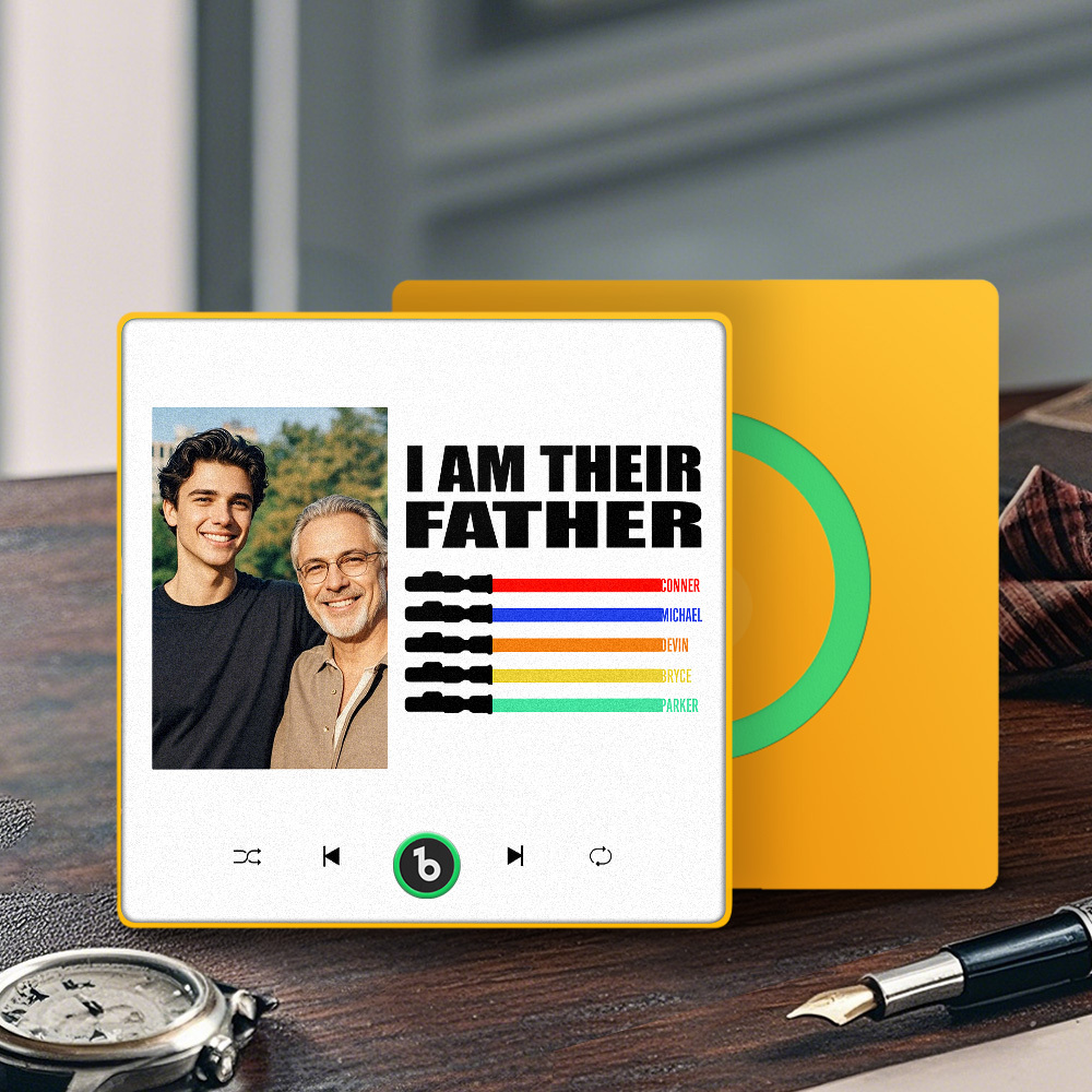 Custom Music Fridge Magnet New 4.0 Upgrade Colorful Frame Light Saber I Am Their Father Personalized Photo Album Fridge Magnet Music Father's Day Gifts - soufeeluk