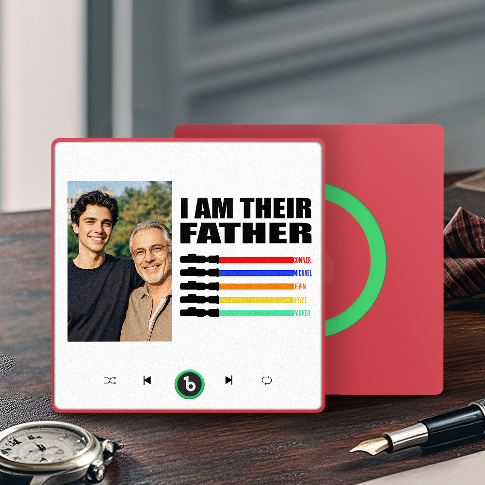 Custom Music Fridge Magnet New 4.0 Upgrade Colorful Frame Light Saber I Am Their Father Personalized Photo Album Fridge Magnet Music Father's Day Gifts - soufeeluk