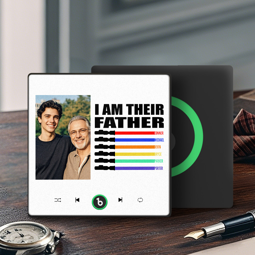 Custom Music Fridge Magnet New 4.0 Upgrade Colorful Frame Light Saber I Am Their Father Personalized Photo Album Fridge Magnet Music Father's Day Gifts - soufeeluk