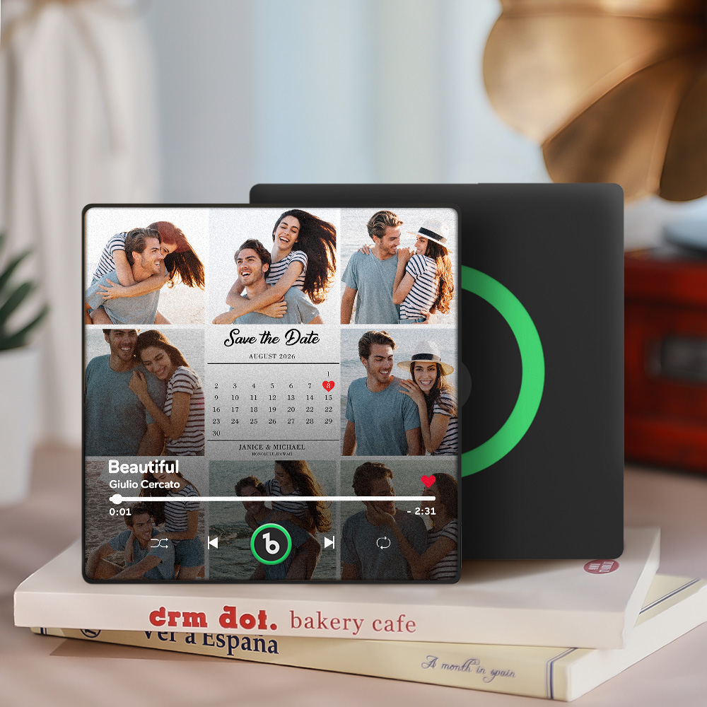 Custom Photo and Calendar Music Fridge Magnet Custom Text Frame Music Wall Photo Sticker Music Movement That Can Be Played Gifts for Anniversary