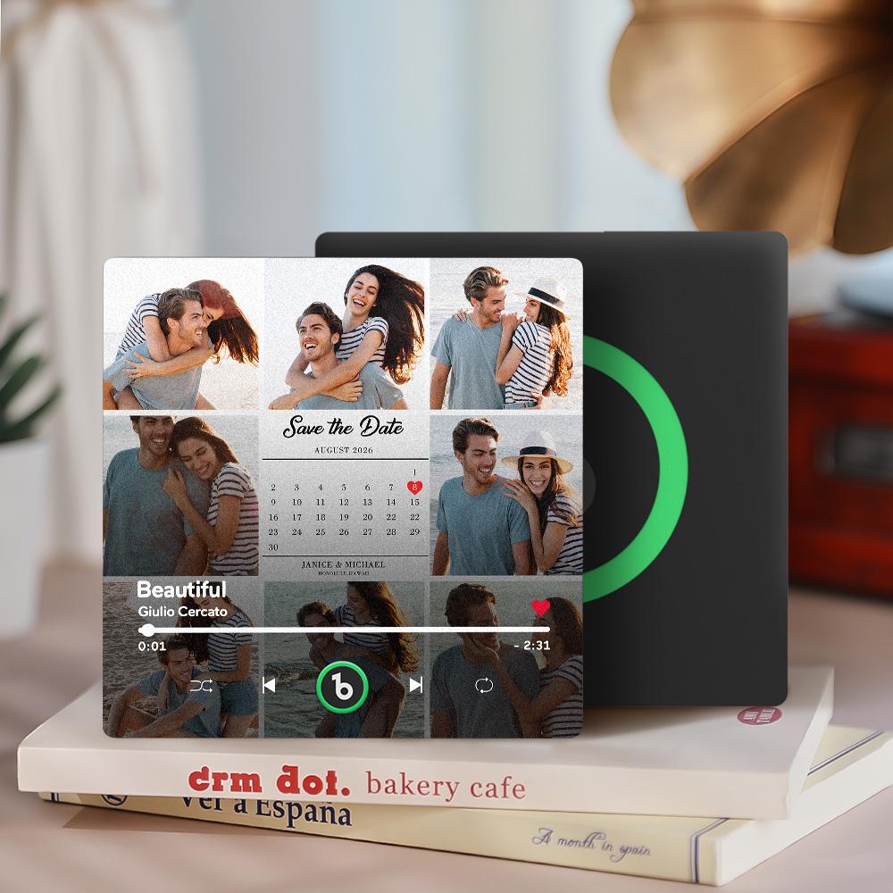 Custom Photo and Calendar Music Fridge Magnet Custom Text Frame Music Wall Photo Sticker Music Movement That Can Be Played Gifts for Anniversary