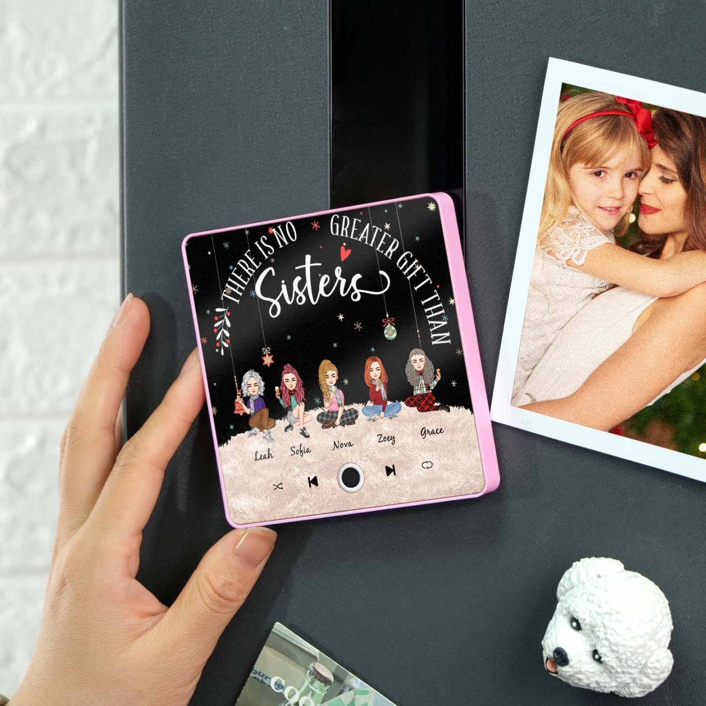 Custom Christmas Portrait Personalized Music Fridge Magnet Merry Christmas Magnets Can Play Songs Christmas Gift Family Gifts - soufeeluk