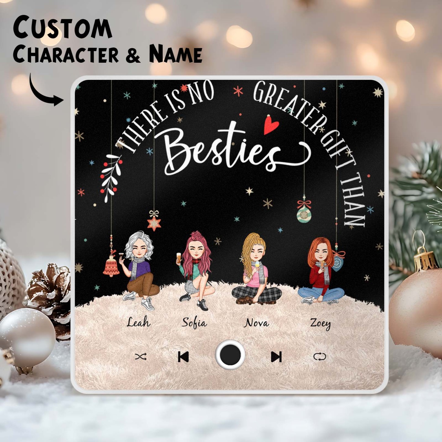 Custom Christmas Portrait Personalized Music Fridge Magnet Merry Christmas Magnets Can Play Songs Christmas Gift Family Gifts - soufeeluk