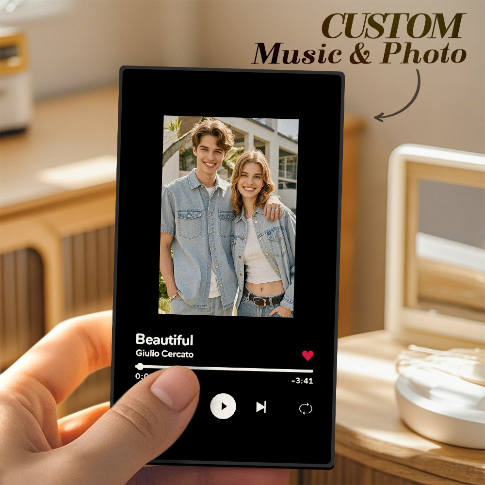 Customized Music Fridge Magnet Personalized Rectangle Photo Fridge Magnet Can Play Songs - soufeeluk