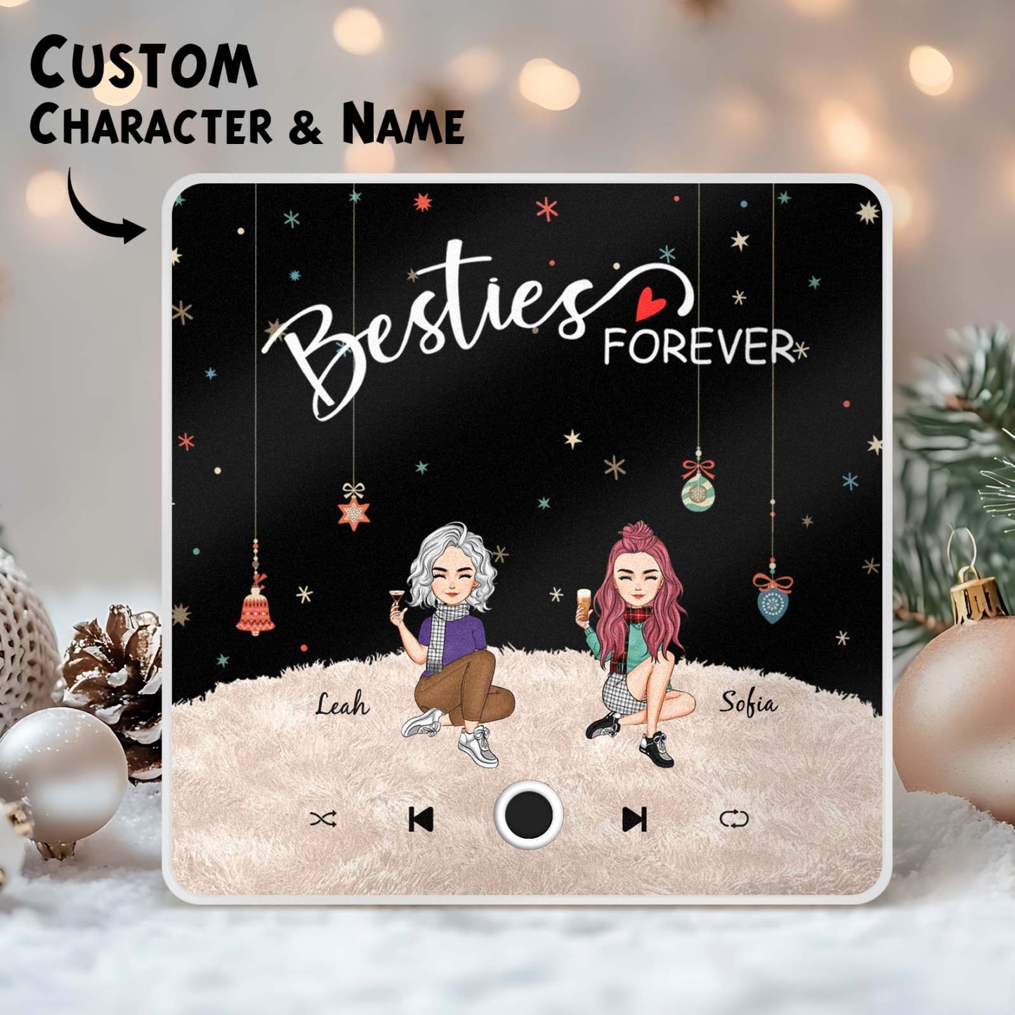 Custom Christmas Portrait Personalized Music Fridge Magnet Merry Christmas Magnets Can Play Songs Christmas Gift Family Gifts - soufeeluk