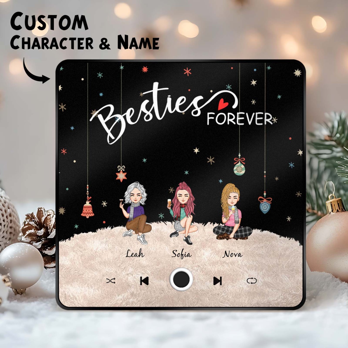 Custom Christmas Portrait Personalized Music Fridge Magnet Merry Christmas Magnets Can Play Songs Christmas Gift Family Gifts - soufeeluk